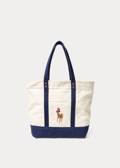 Women's Polo Ralph Lauren Canvas Big Pony Tote Bags | 983541FZH